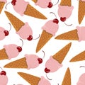 Vector seamless pattern with pink ice cream